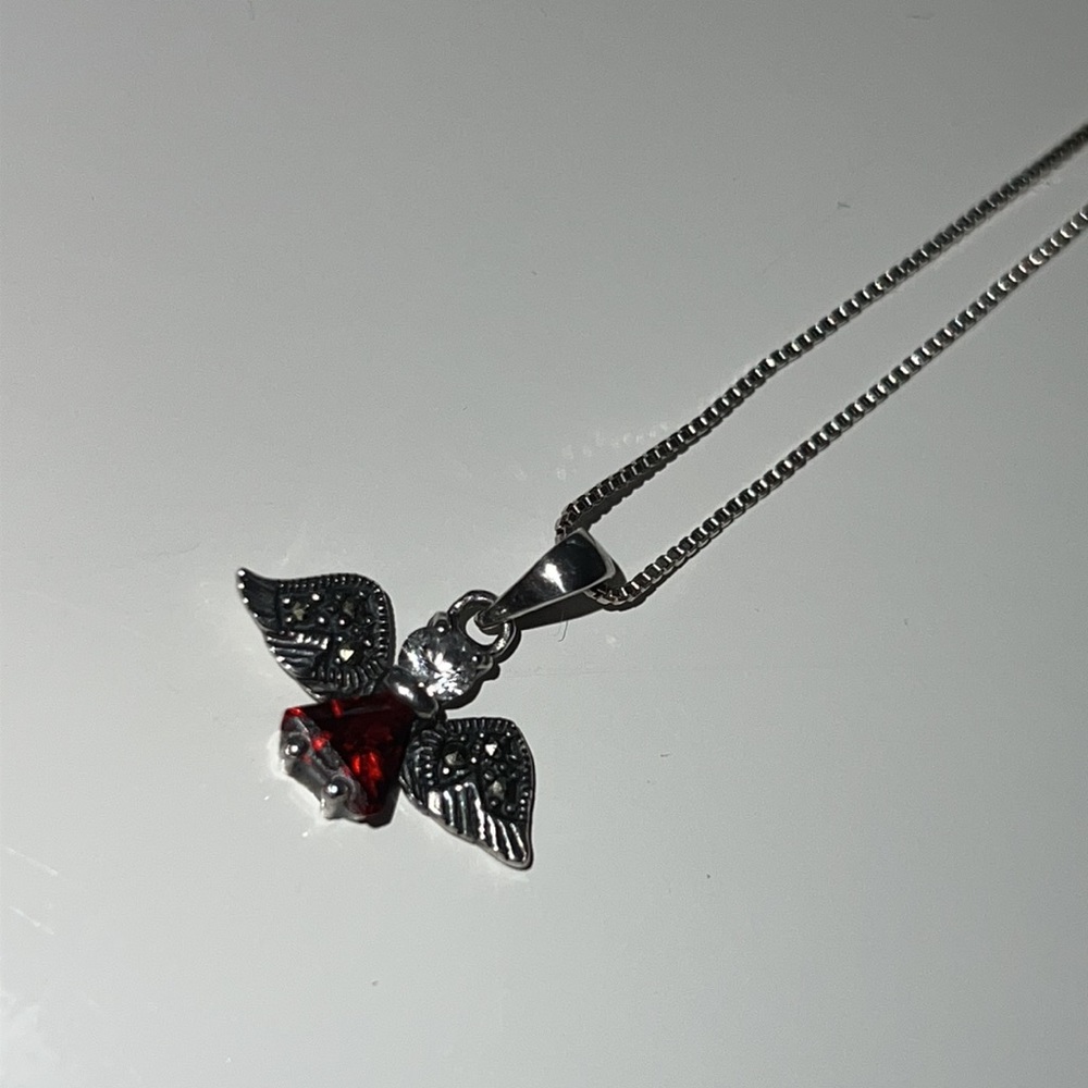 Silver Angel With Red Ruby, Stone, And Diamond - image 5